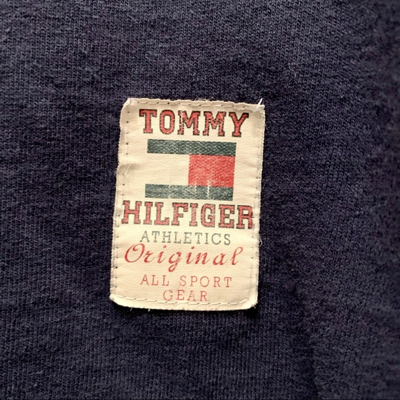 Vintage 90s Tommy Hilfiger Mens Long Sleeve V Neck Blue T Shirt Distressed M - Picture 3 of 5